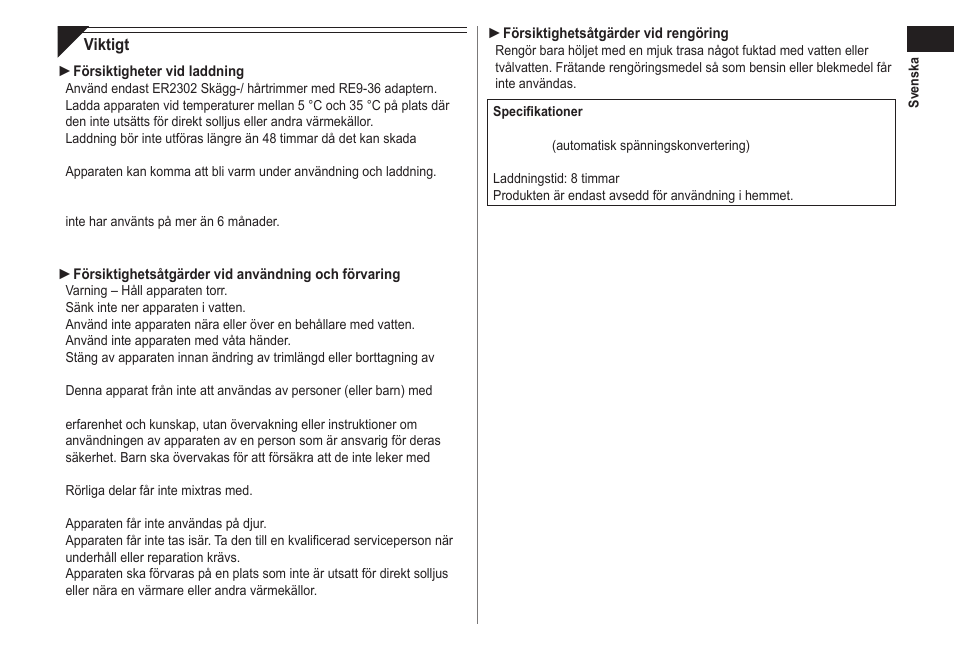 Panasonic ER2302 User Manual | Page 47 / 100