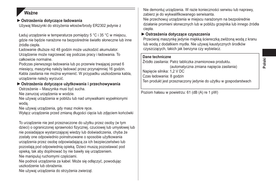 Panasonic ER2302 User Manual | Page 57 / 100