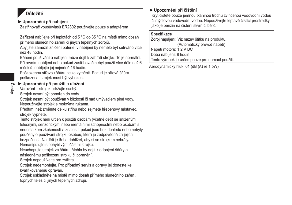 Panasonic ER2302 User Manual | Page 62 / 100