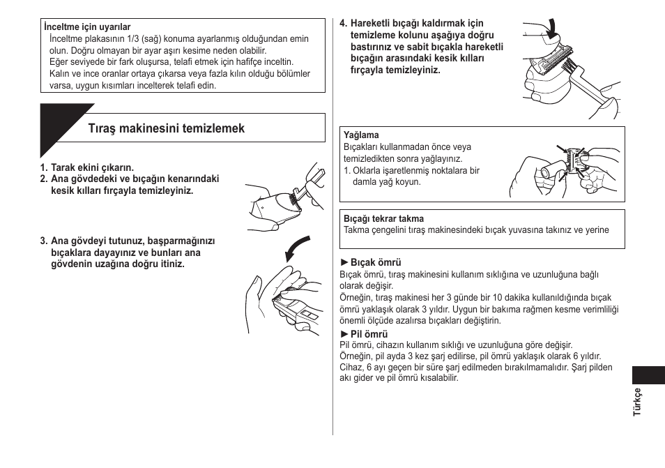 Temizle, Tıraş makinesini temizlemek | Panasonic ER2302 User Manual | Page 85 / 100