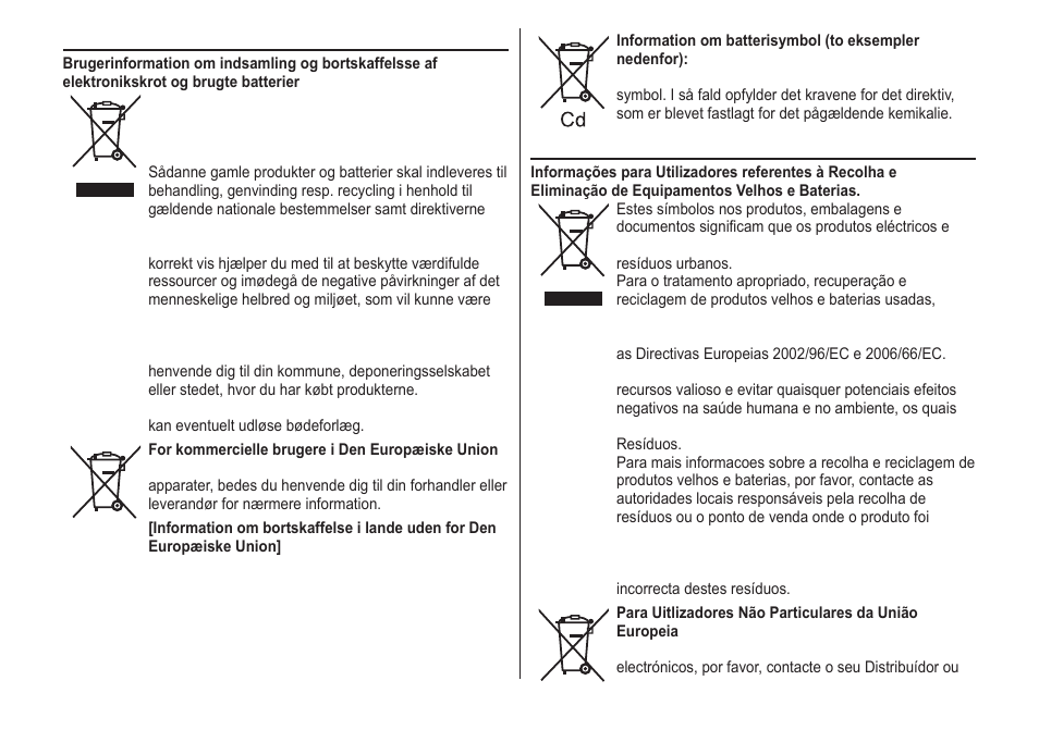 Dansk, Português | Panasonic ER2302 User Manual | Page 91 / 100