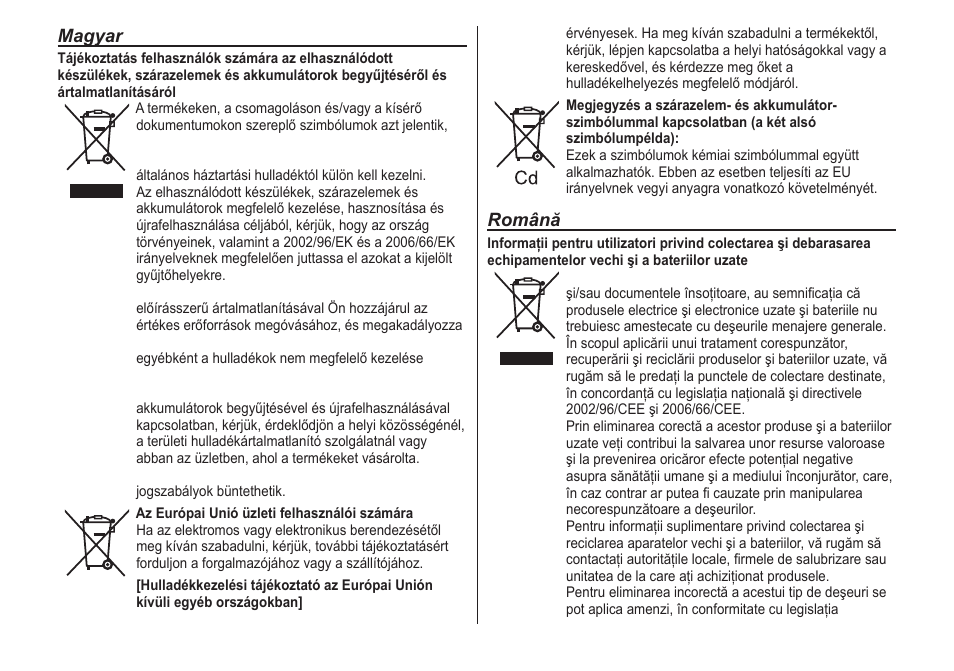 Magyar, Română | Panasonic ER2302 User Manual | Page 96 / 100