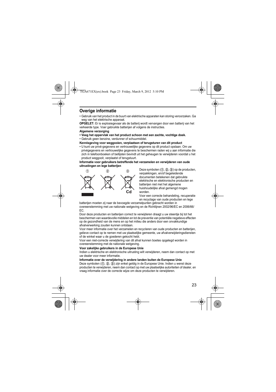 Overige informatie | Panasonic KXTGA671EX User Manual | Page 23 / 84