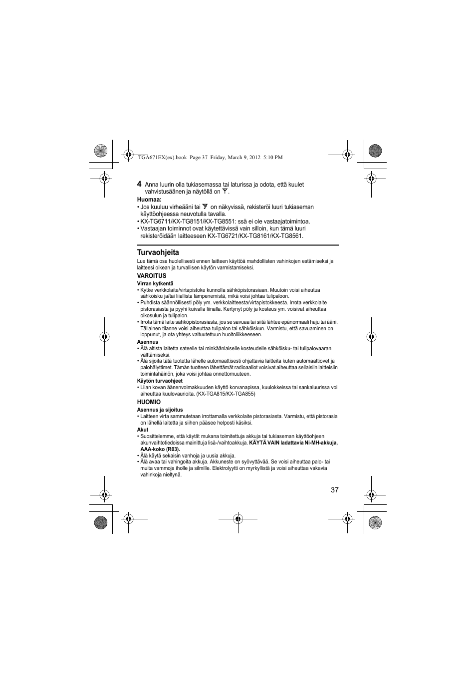 Panasonic KXTGA671EX User Manual | Page 37 / 84