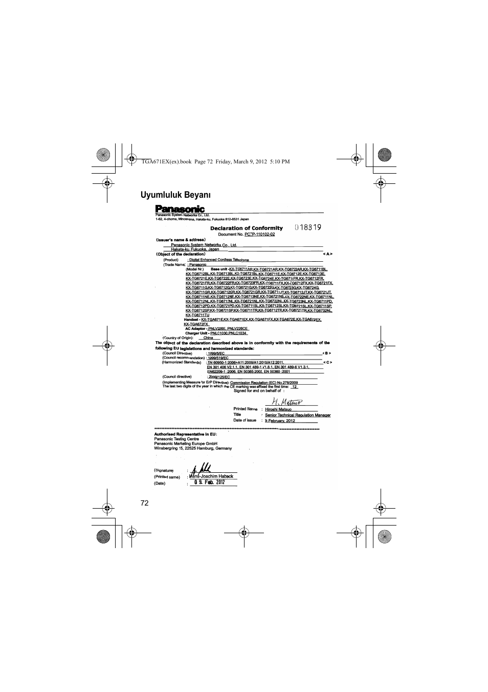 Panasonic KXTGA671EX User Manual | Page 72 / 84