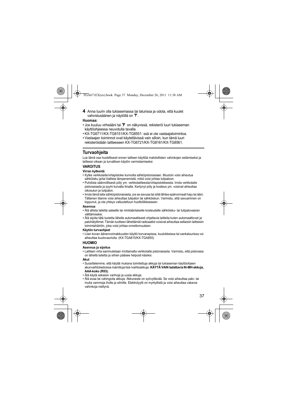 Panasonic KXTGA815EX User Manual | Page 37 / 84