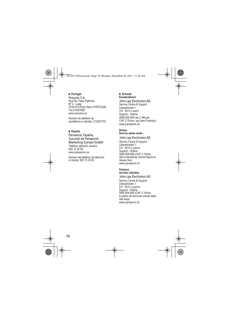 Panasonic KXTGA815EX User Manual | Page 78 / 84