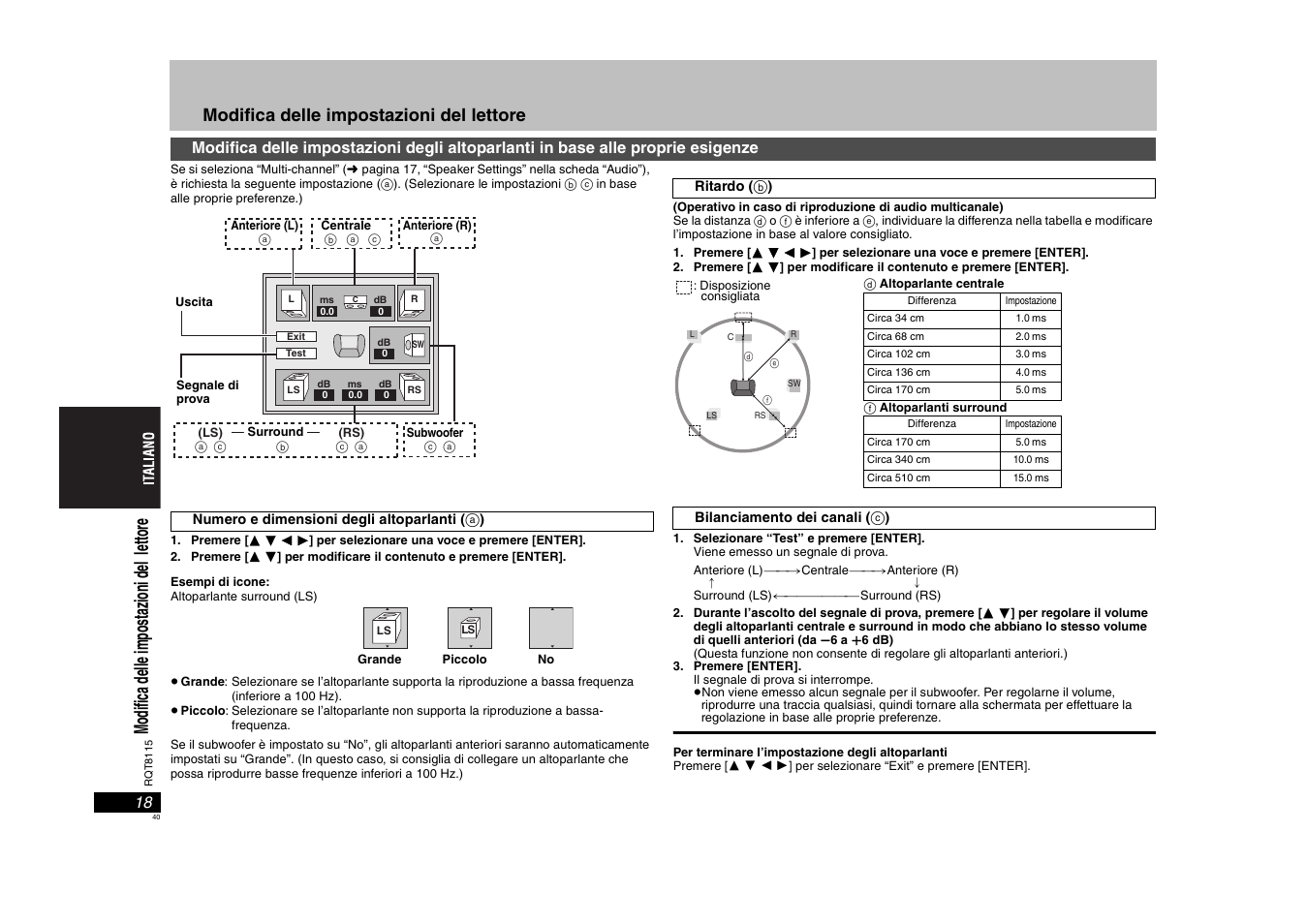 Modifica delle impostazioni del lettore | Panasonic DVDS49 User Manual | Page 40 / 68