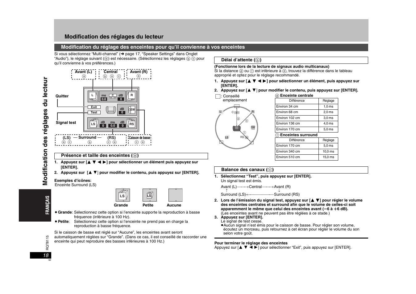 Modi fi cati on des r égl a g es du l ecteur, Modification des réglages du lecteur | Panasonic DVDS49 User Manual | Page 62 / 68