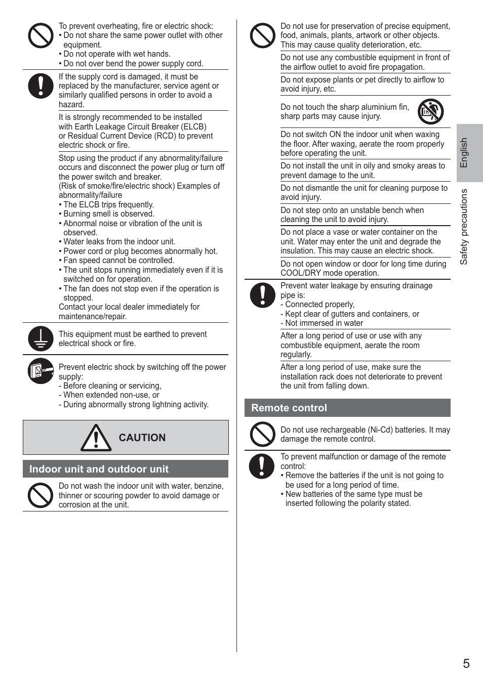 Panasonic CU2E15PBE User Manual | Page 5 / 80