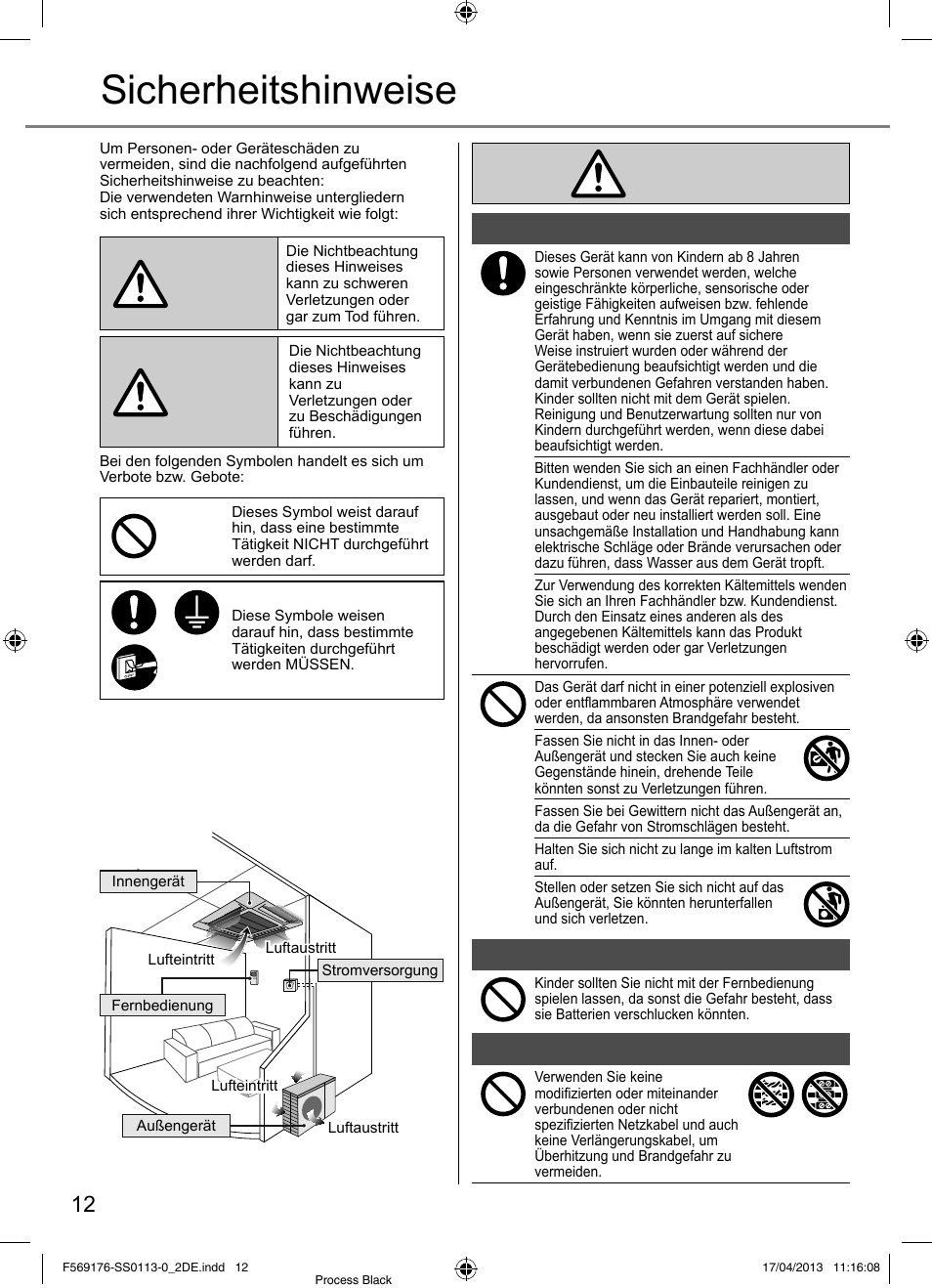 Sicherheitshinweise | Panasonic CU3E18PBE User Manual | Page 12 / 80