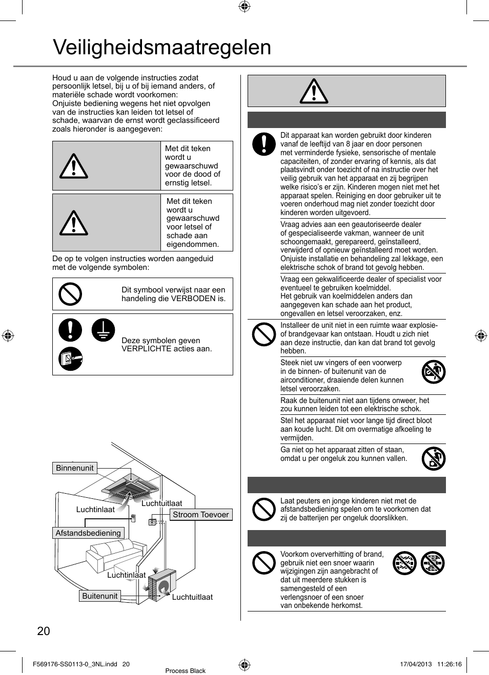 Veiligheidsmaatregelen | Panasonic CU3E18PBE User Manual | Page 20 / 80