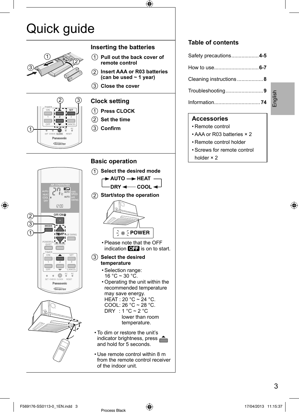 Panasonic CU3E18PBE User Manual | Page 3 / 80