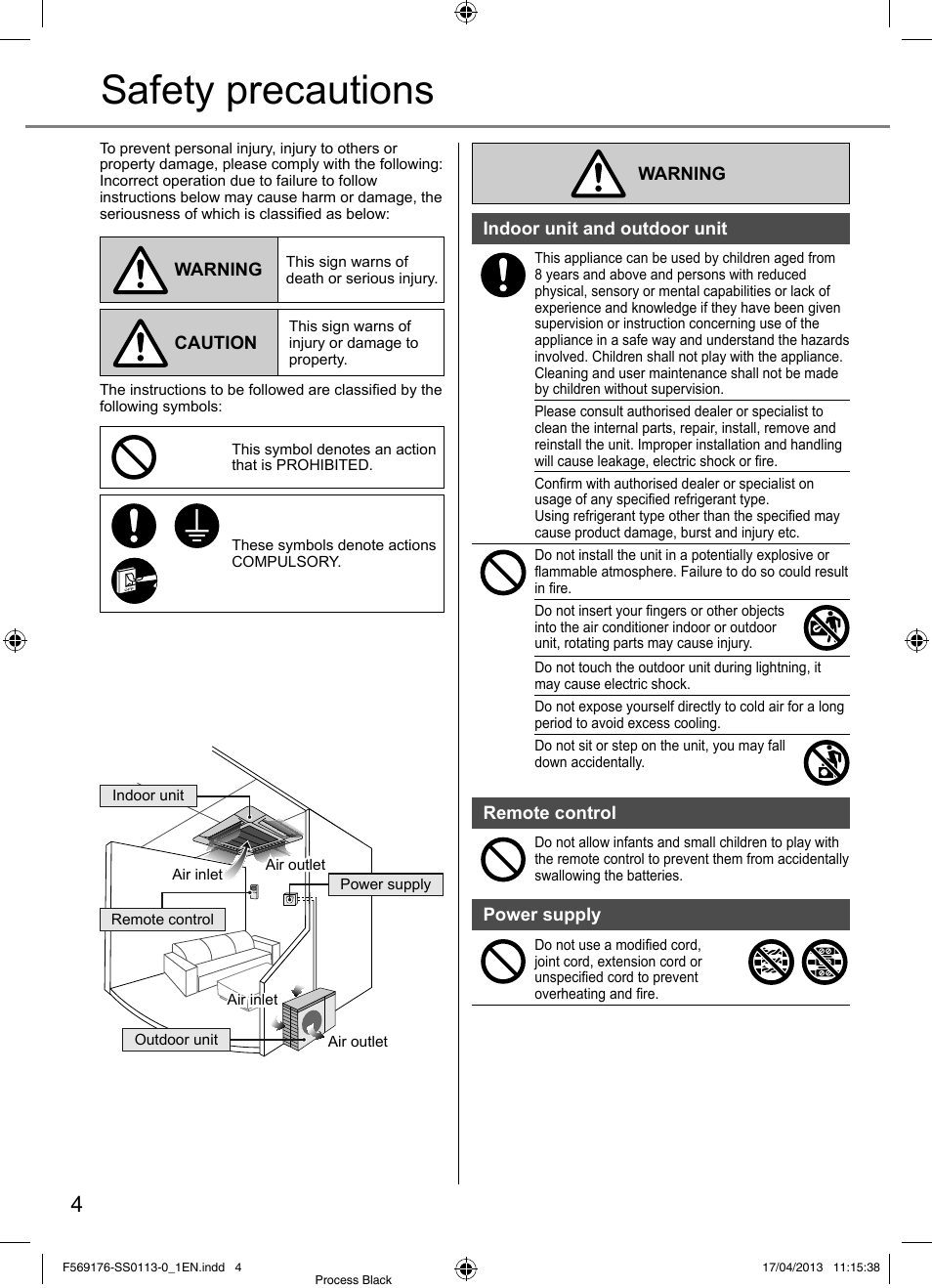 Safety precautions | Panasonic CU3E18PBE User Manual | Page 4 / 80