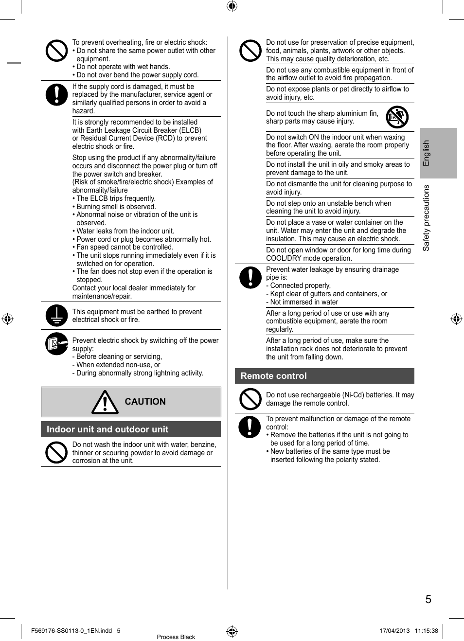 Panasonic CU3E18PBE User Manual | Page 5 / 80