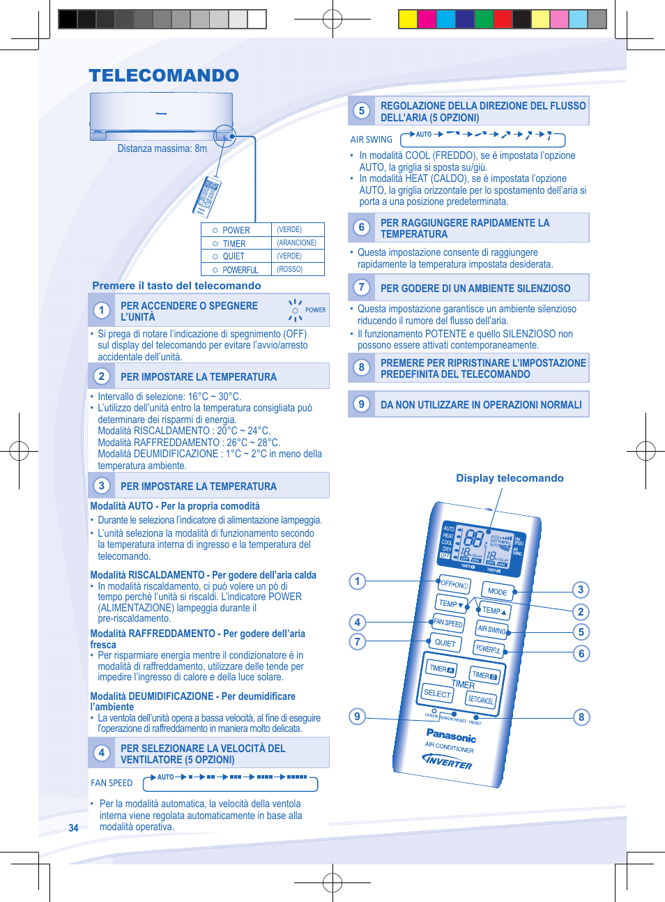Telecomando | Panasonic CURE9NKE User Manual | Page 34 / 72