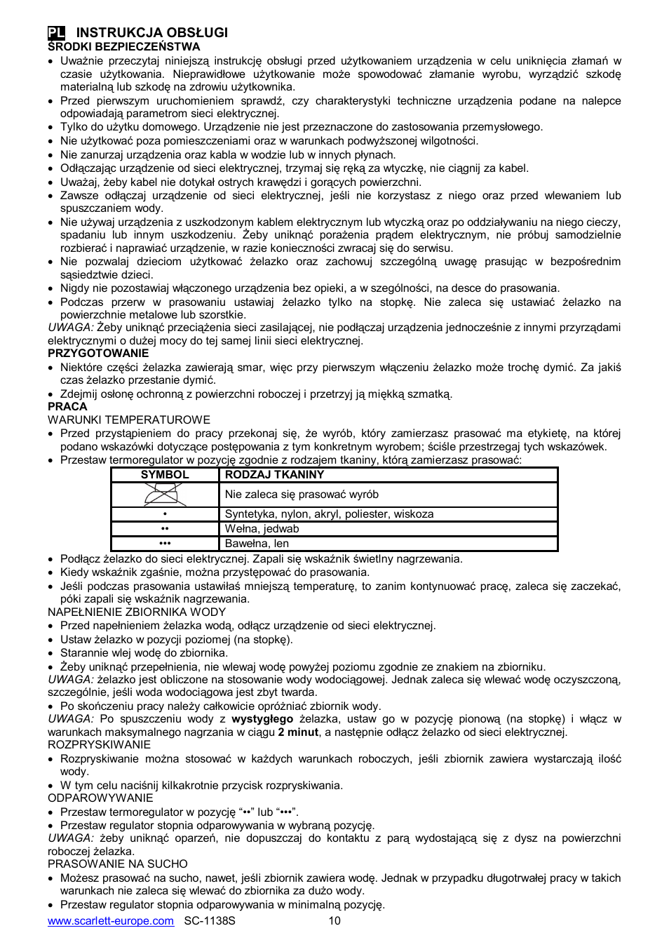 Scarlett SC-1138S User Manual | Page 10 / 24