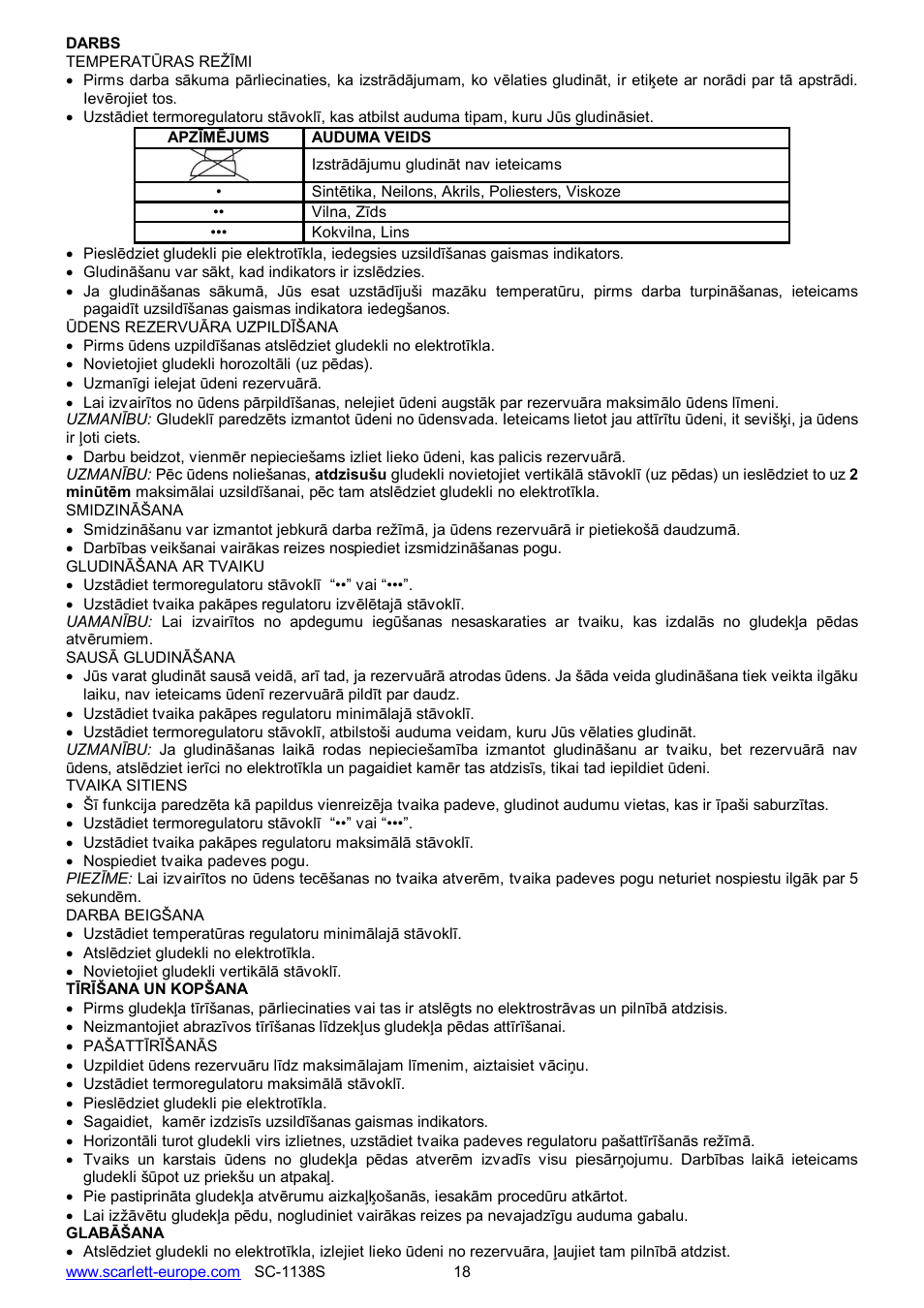 Scarlett SC-1138S User Manual | Page 18 / 24