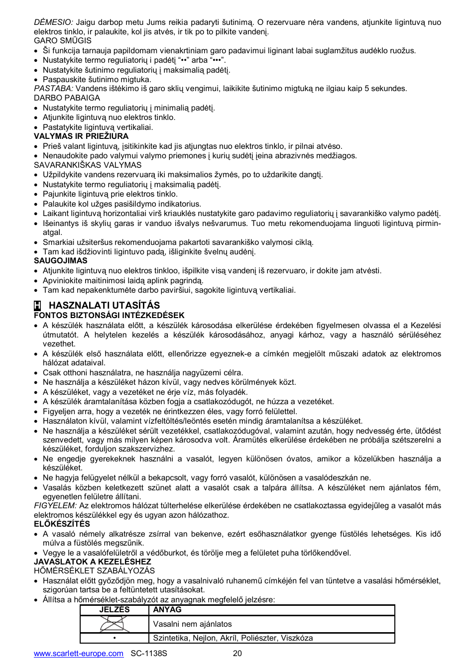 Scarlett SC-1138S User Manual | Page 20 / 24