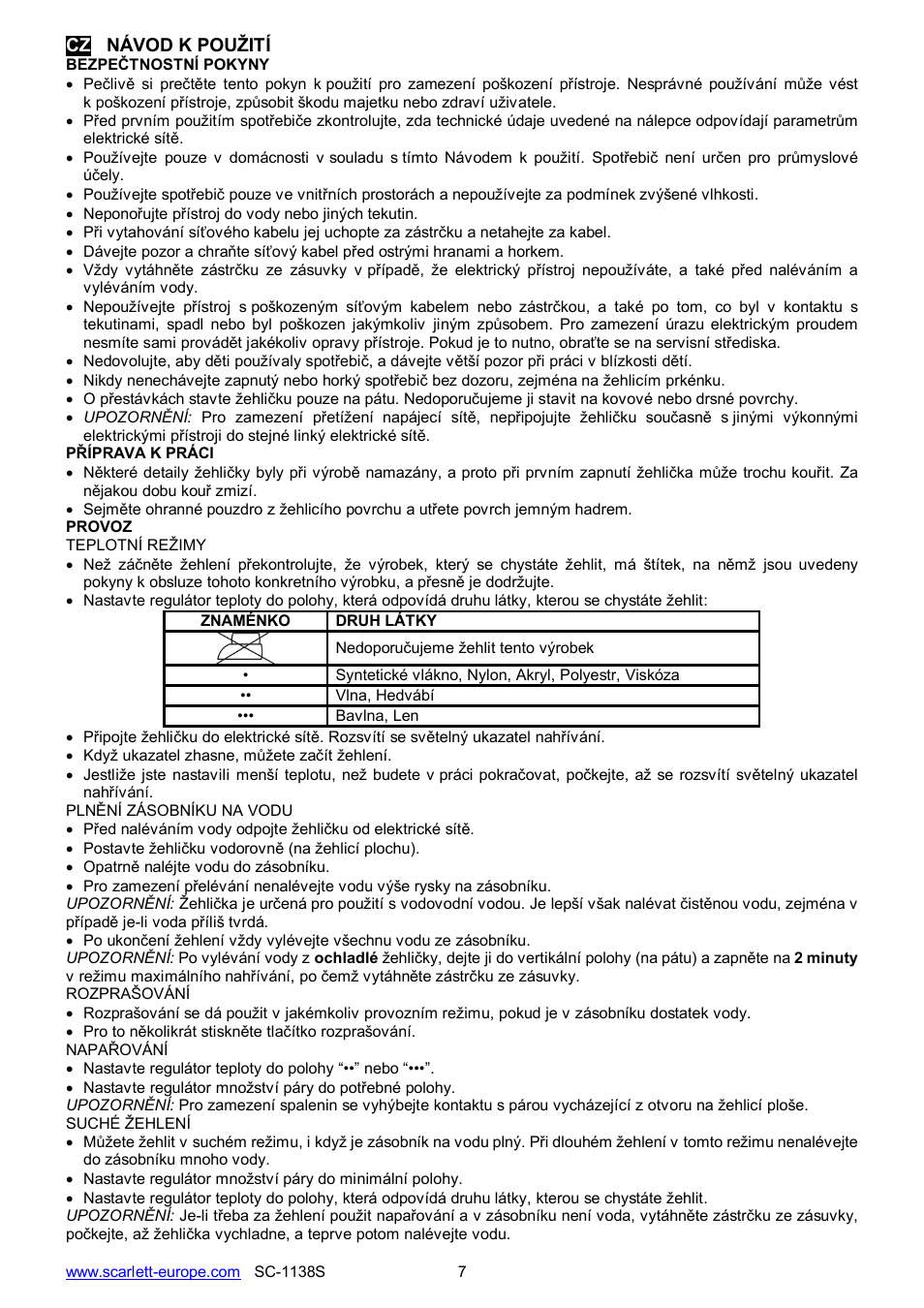 Scarlett SC-1138S User Manual | Page 7 / 24
