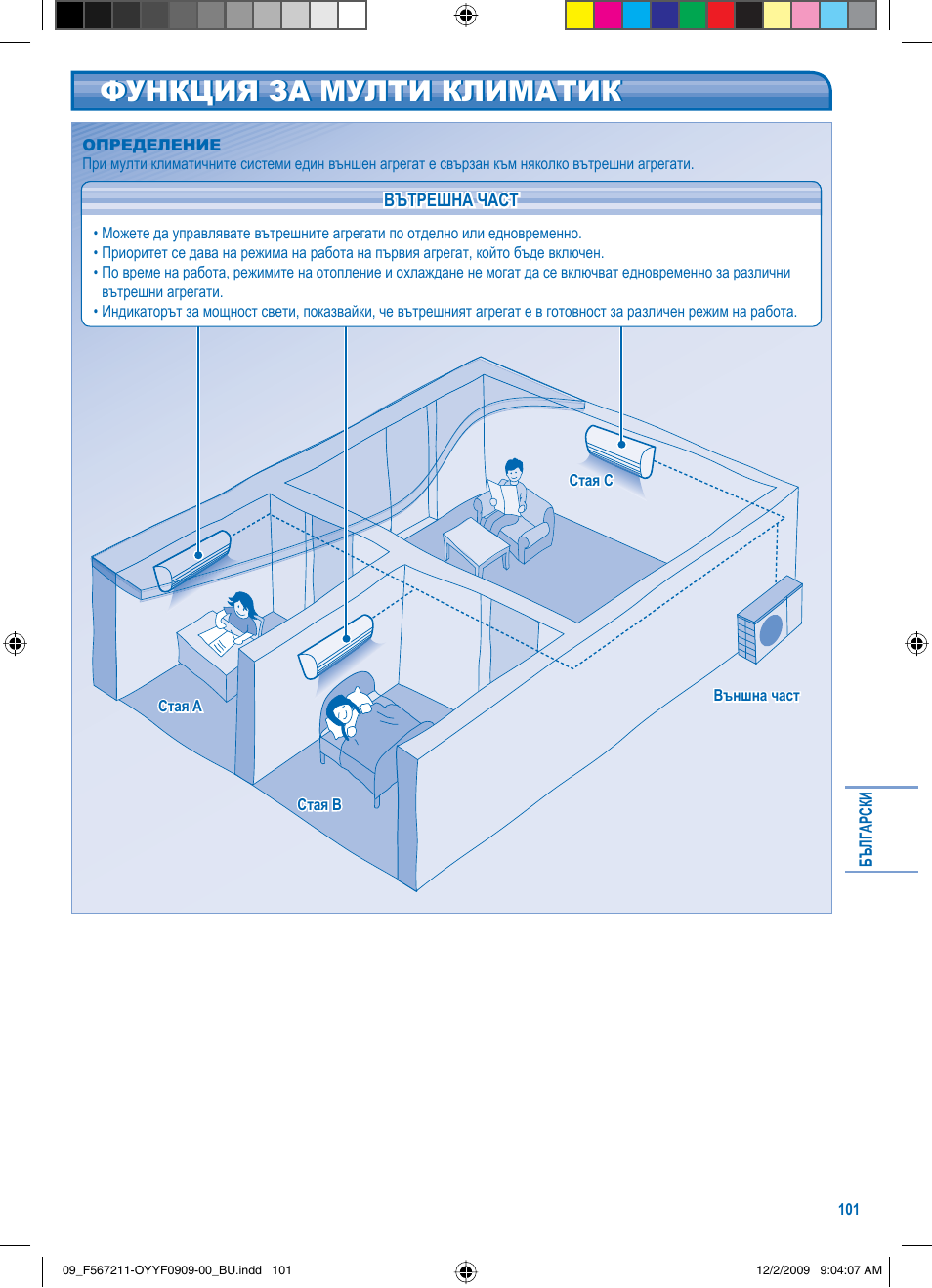 Функция за мулти климатик | Panasonic S36KA1E5 User Manual | Page 101 / 112