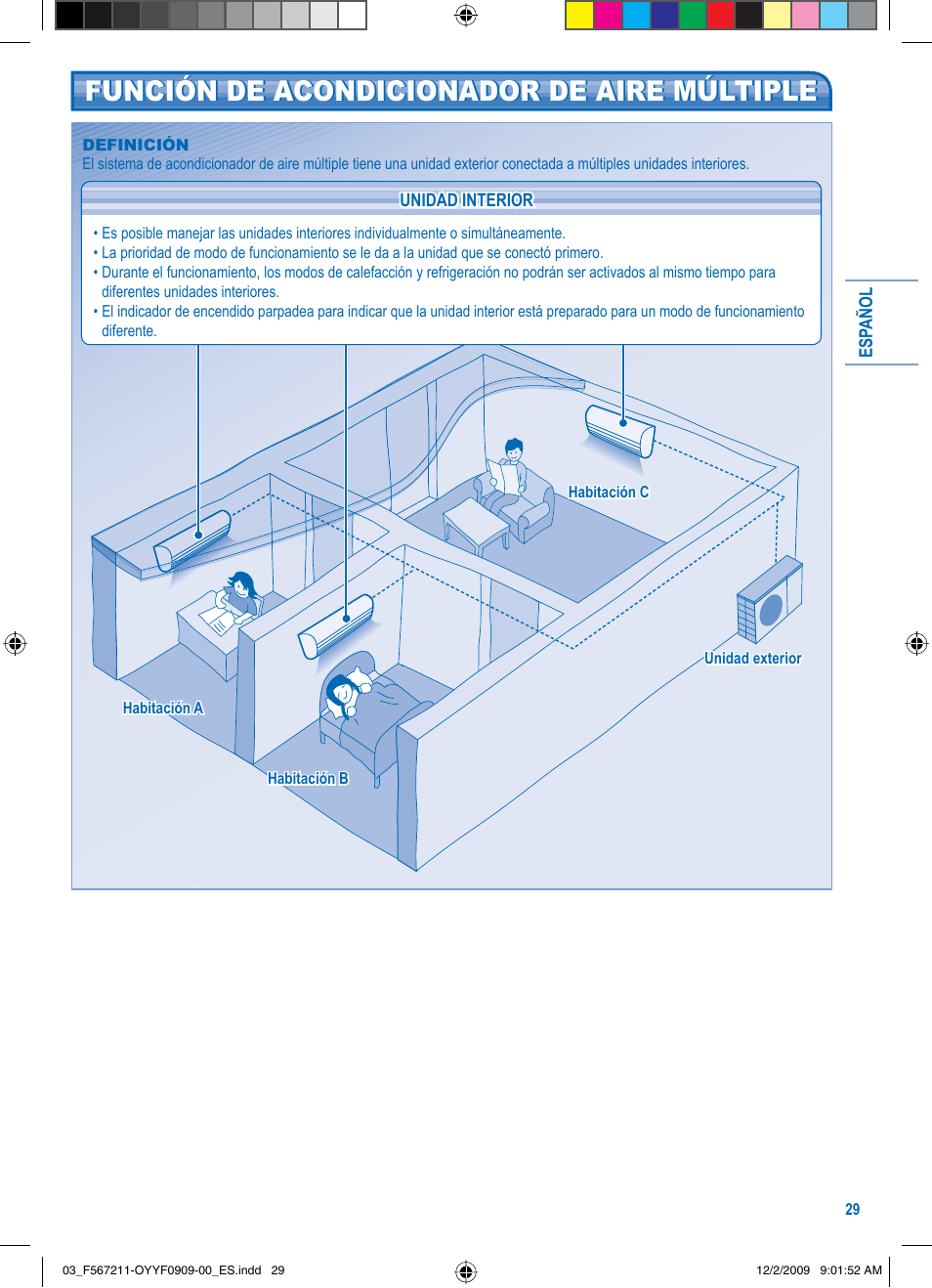 Función de acondicionador de aire múltiple | Panasonic S36KA1E5 User Manual | Page 29 / 112