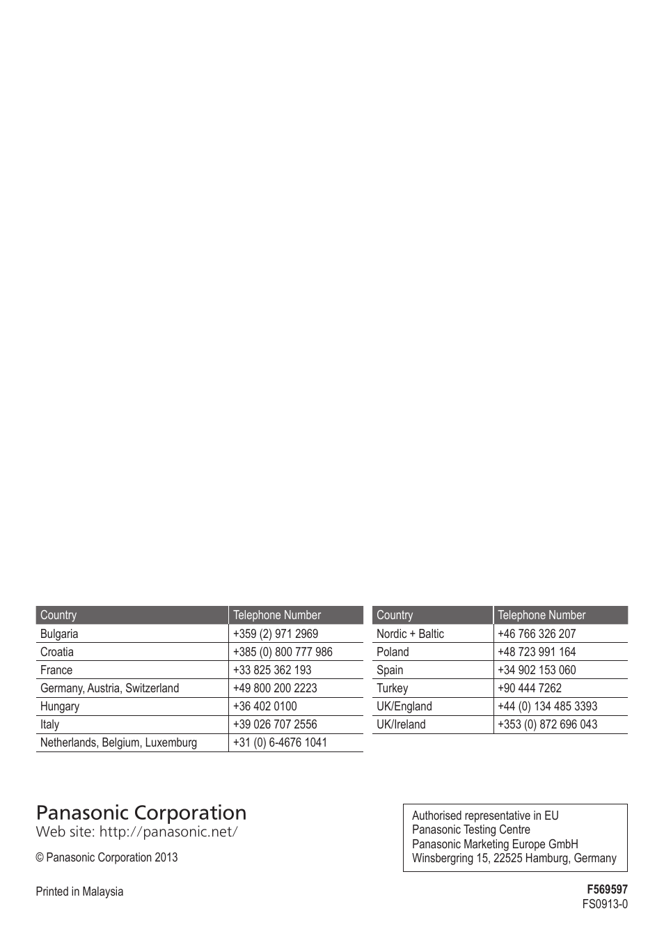 Panasonic corporation | Panasonic WHUX12FE8 User Manual | Page 100 / 100