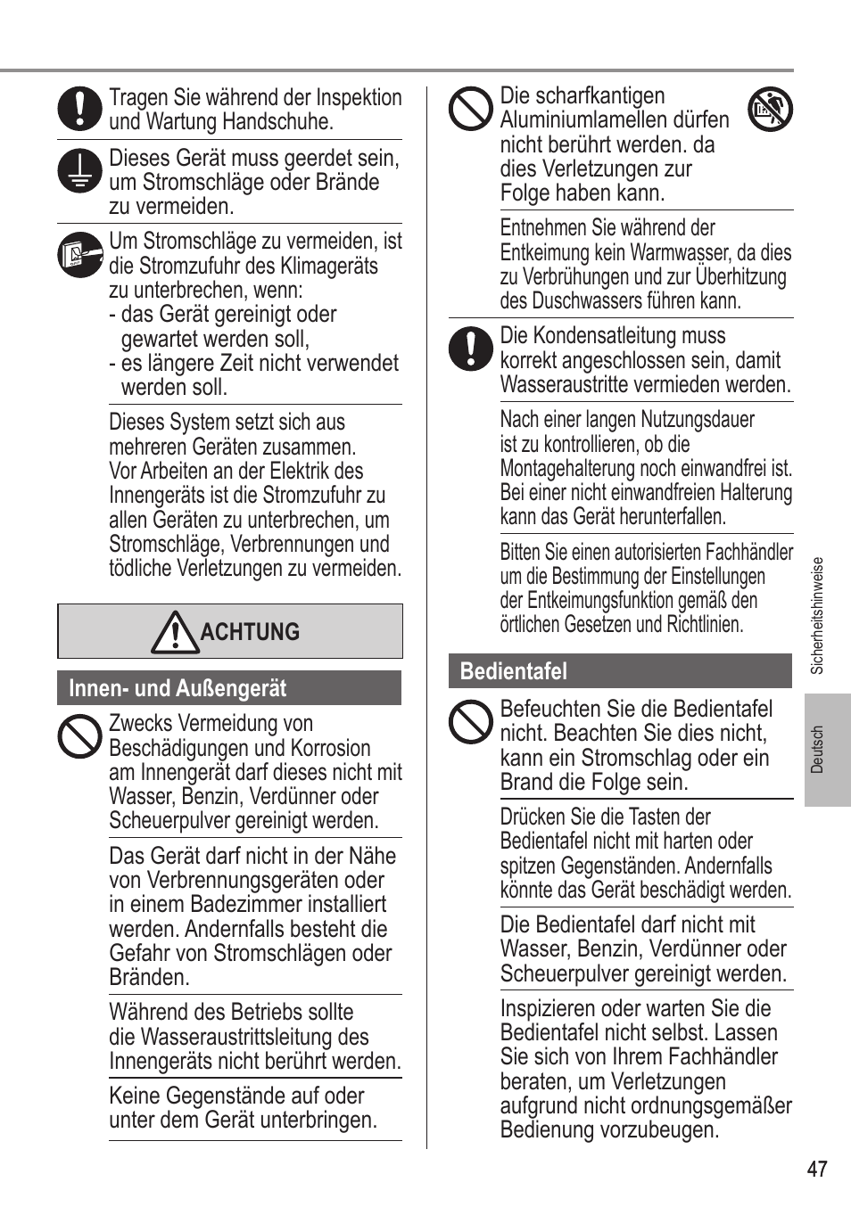 Panasonic WHUX12FE8 User Manual | Page 47 / 100