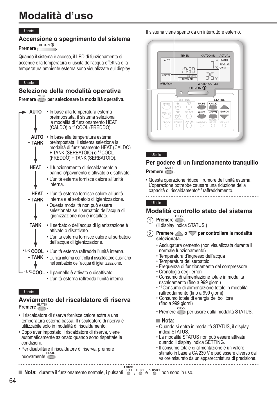 Modalità d’uso | Panasonic WHUX12FE8 User Manual | Page 64 / 100