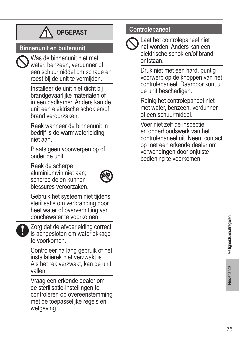 Panasonic WHUX12FE8 User Manual | Page 75 / 100