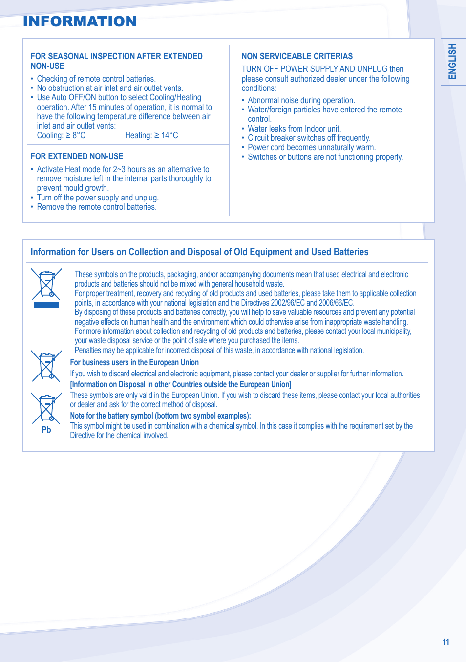 Information | Panasonic CSXE18NKEW User Manual | Page 11 / 64