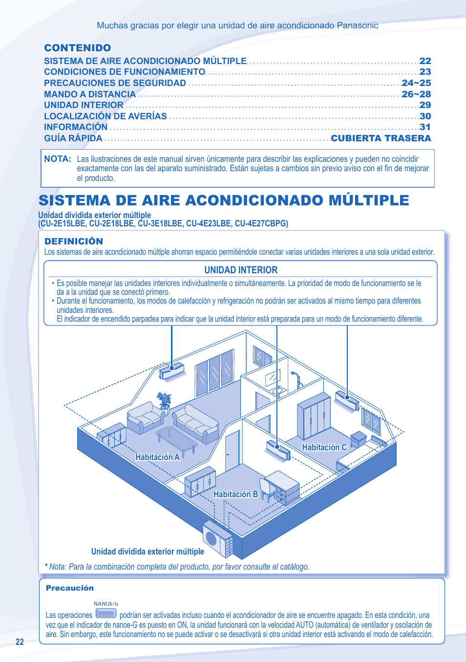 Sistema de aire acondicionado múltiple | Panasonic CSXE18NKEW User Manual | Page 22 / 64