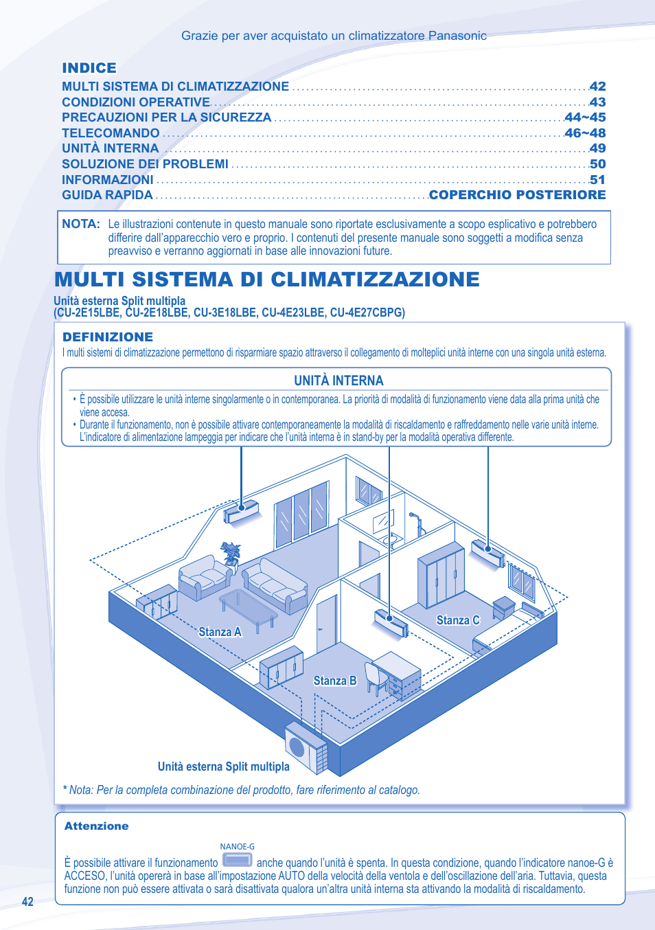 Multi sistema di climatizzazione | Panasonic CSXE18NKEW User Manual | Page 42 / 64