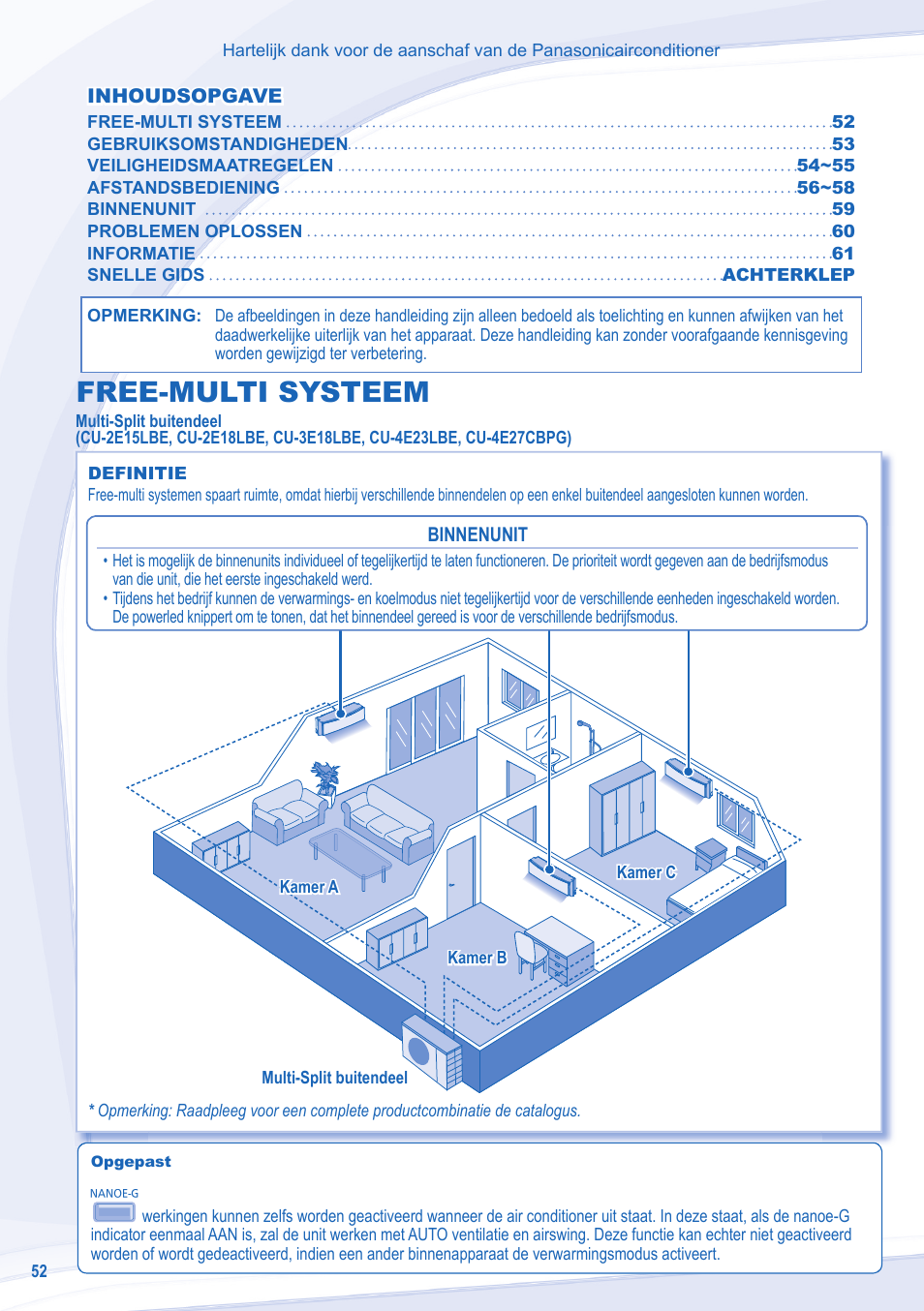 Free-multi systeem | Panasonic CSXE18NKEW User Manual | Page 52 / 64