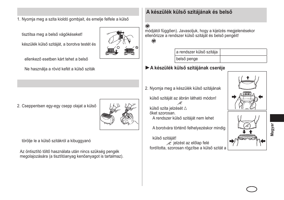 Tisztítás a kefével, Kenés | Panasonic ESLA93 User Manual | Page 153 / 178