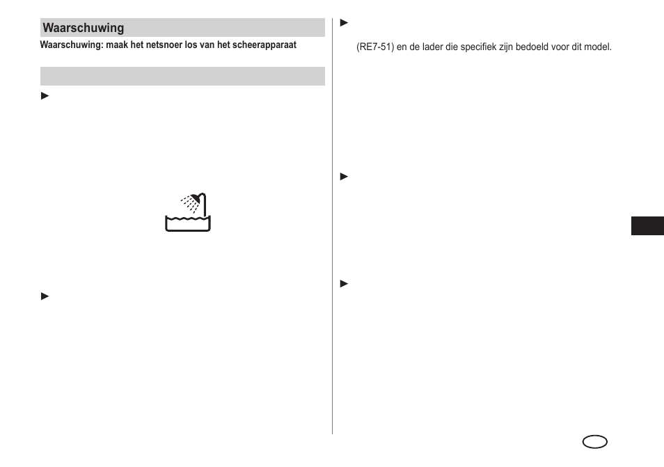 Waarschuwing, Belangrijk | Panasonic ESLA93 User Manual | Page 45 / 178
