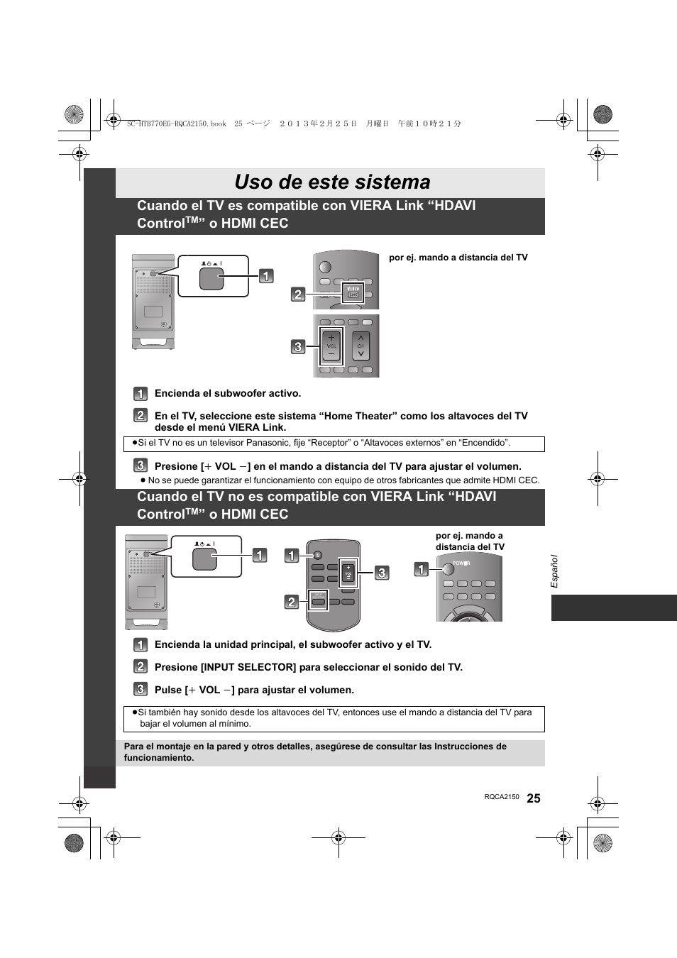 Uso de este sistema, O hdmi cec | Panasonic SCHTB770EG User Manual | Page 25 / 44