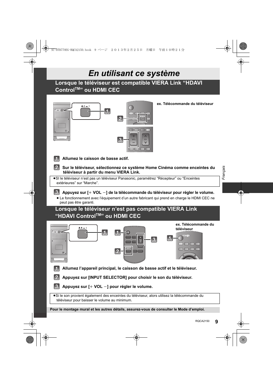 En utilisant ce système, Ou hdmi cec | Panasonic SCHTB770EG User Manual | Page 9 / 44