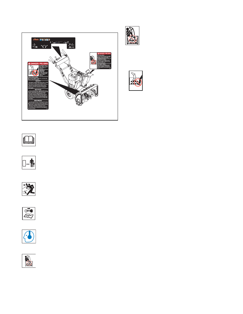 Safety decals and locations | Ariens SNO-THRO 932041 - ST7524E 9 User Manual | Page 6 / 30