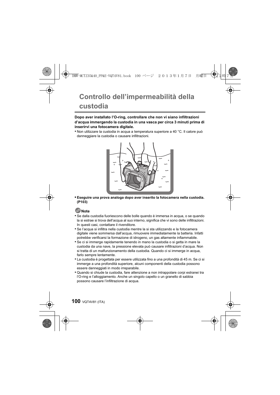 Controllo dell’impermeabilità della custodia | Panasonic DMWMCTZ40PP User Manual | Page 100 / 160