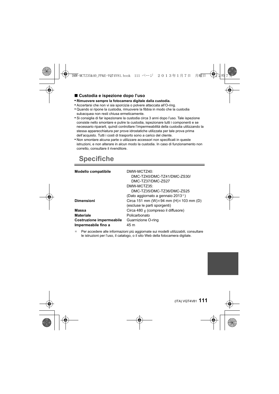Specifiche | Panasonic DMWMCTZ40PP User Manual | Page 111 / 160