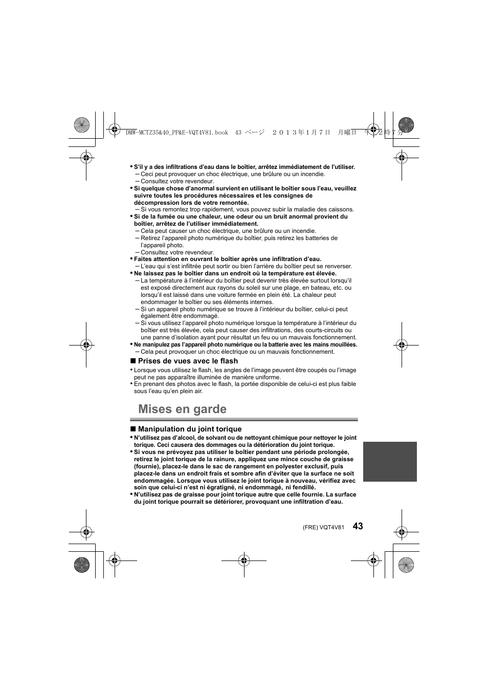 Mises en garde | Panasonic DMWMCTZ40PP User Manual | Page 43 / 160