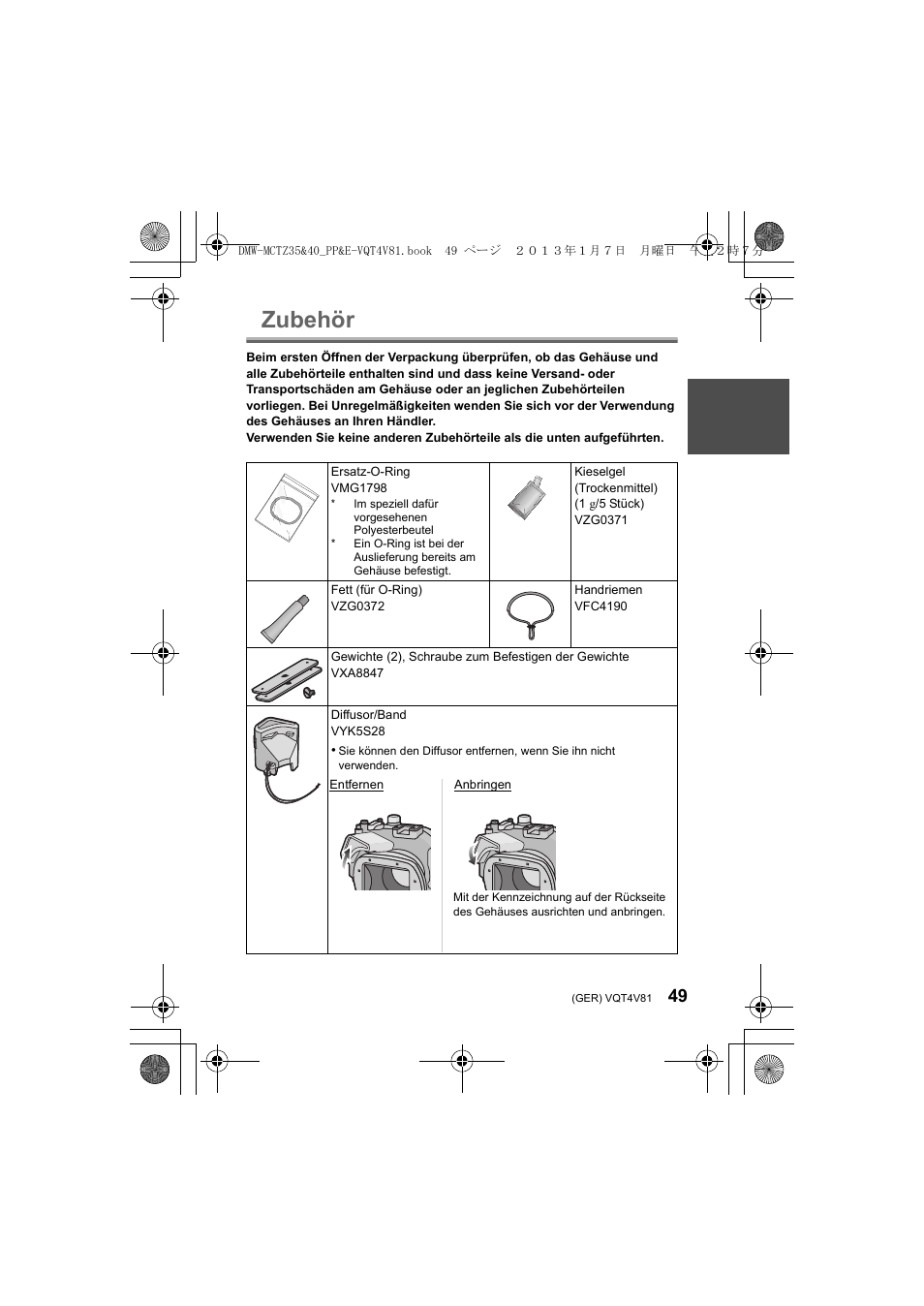 Zubehör | Panasonic DMWMCTZ40PP User Manual | Page 49 / 160