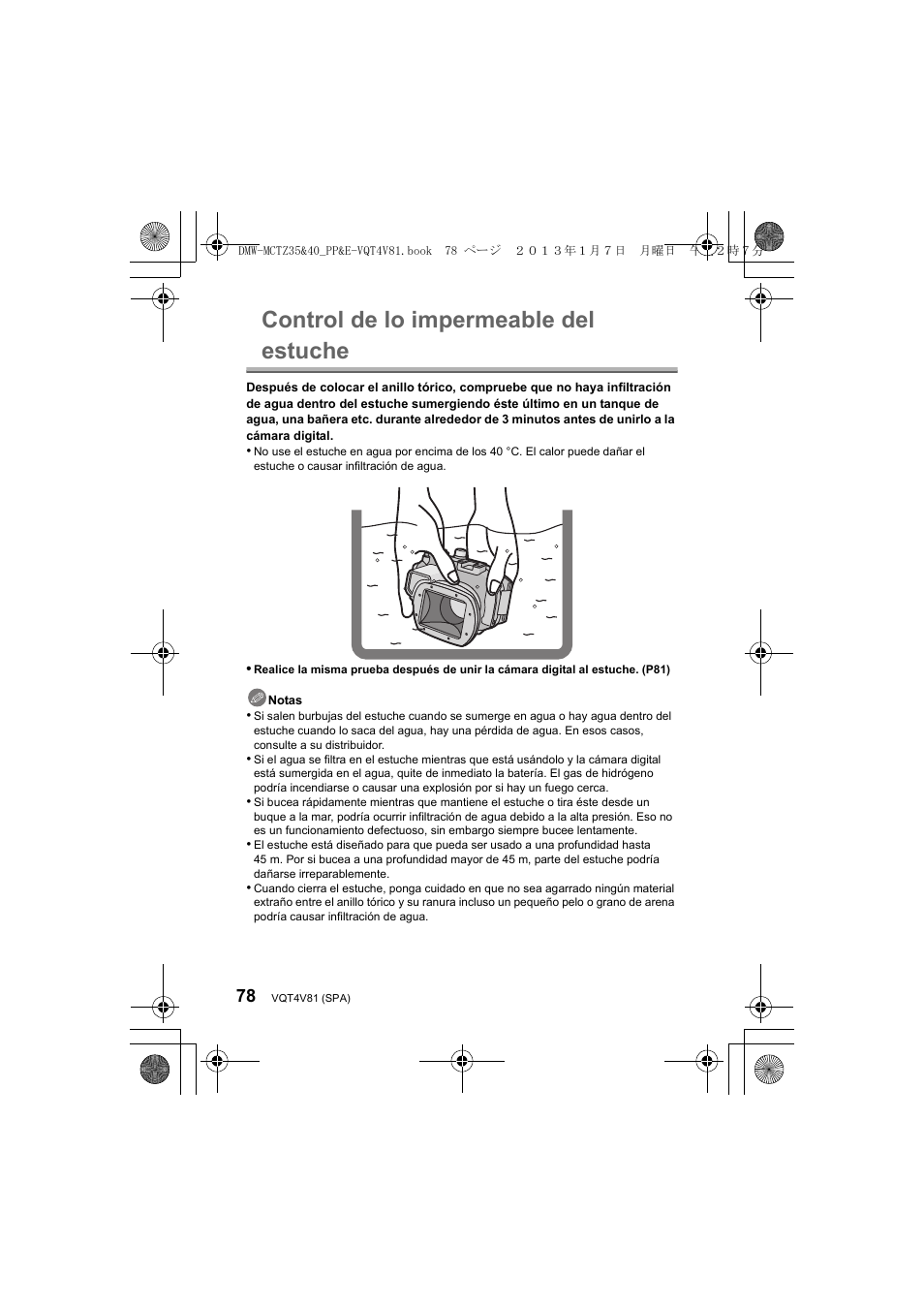 Control de lo impermeable del estuche | Panasonic DMWMCTZ40PP User Manual | Page 78 / 160