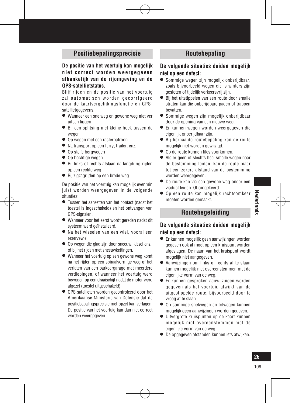 Wat is een navigatiesysteem, Positiebepalingsprecisie, Routebepaling | Routebegeleiding | Panasonic CNGP50N User Manual | Page 109 / 336