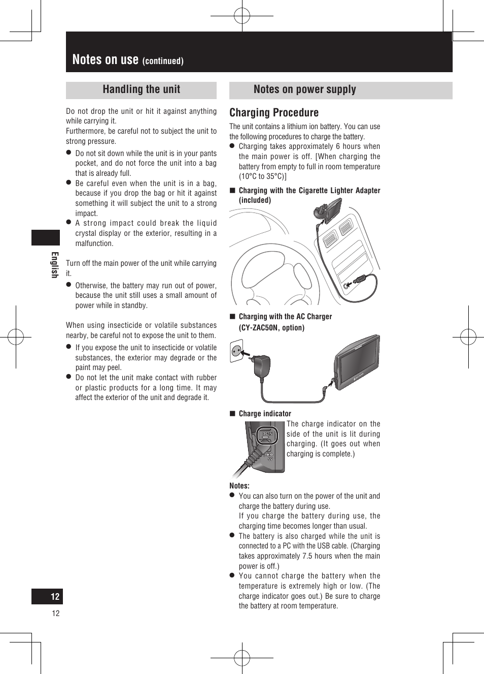Charging procedure | Panasonic CNGP50N User Manual | Page 12 / 336