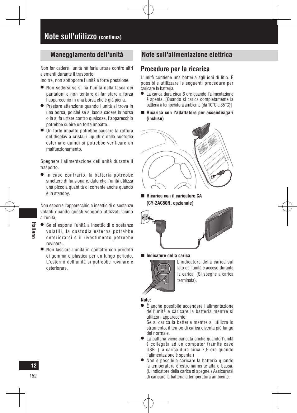 Procedure per la ricarica | Panasonic CNGP50N User Manual | Page 152 / 336