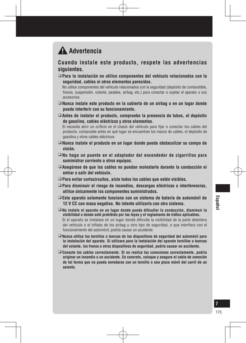 Información de seguridad, Advertencia | Panasonic CNGP50N User Manual | Page 175 / 336