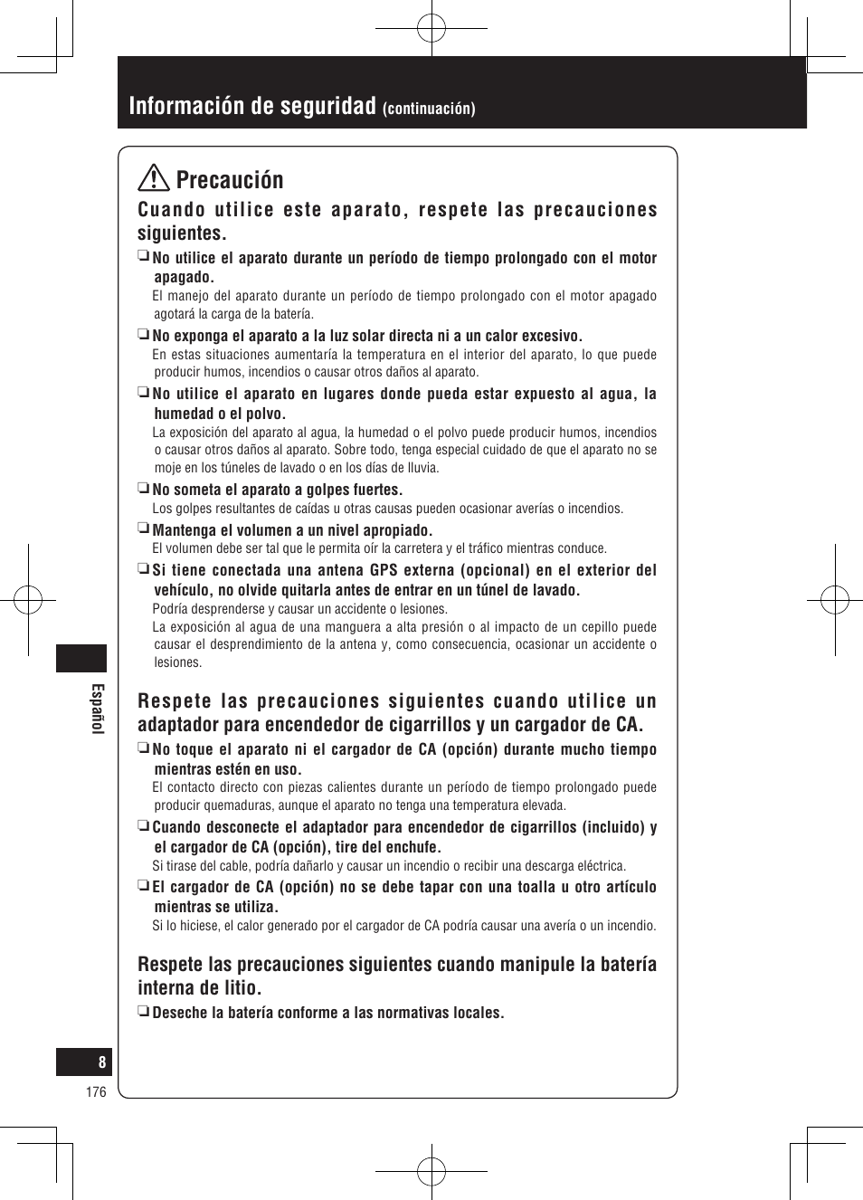 Información de seguridad, Precaución | Panasonic CNGP50N User Manual | Page 176 / 336