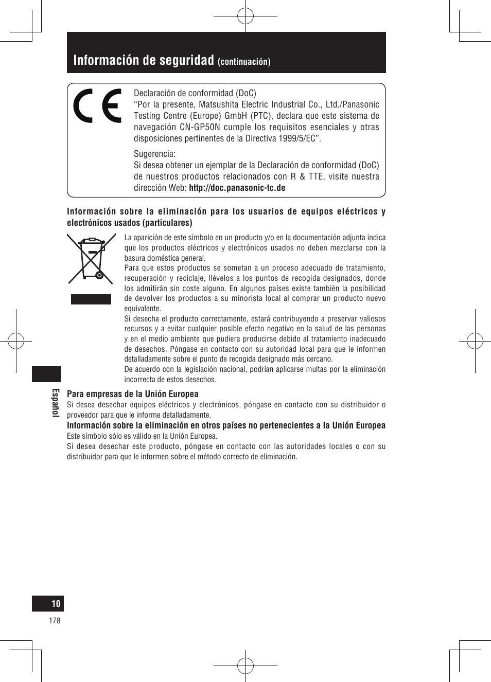 Información de seguridad | Panasonic CNGP50N User Manual | Page 178 / 336